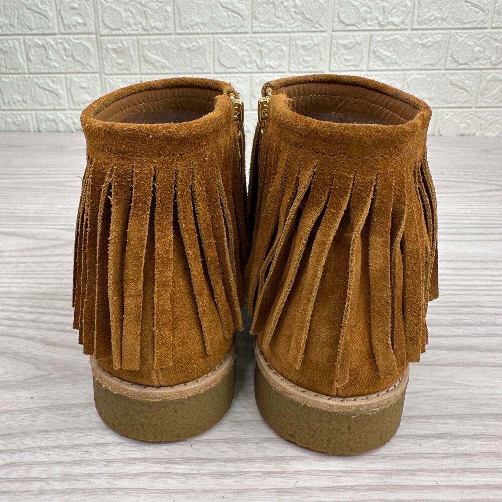 Kate Spade Boots Betsie Too Fringe Suede Ankle Bootie WMNS 7.5 Camel Brown - Picture 5 of 11